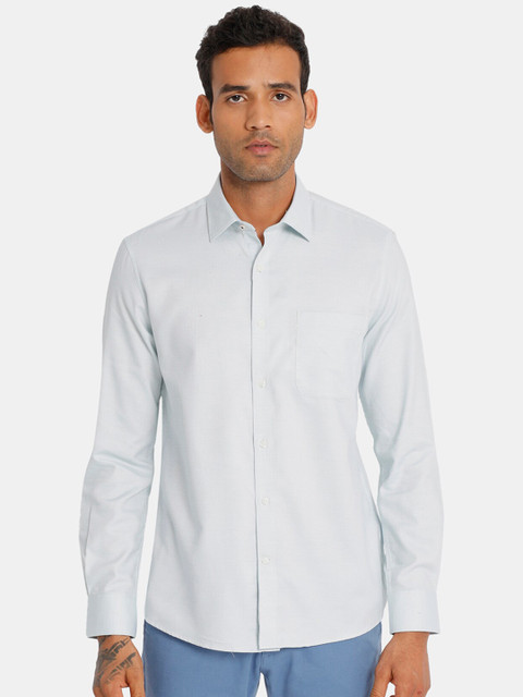 

AD By Arvind Men Blue Pure Cotton Solid Casual Shirt