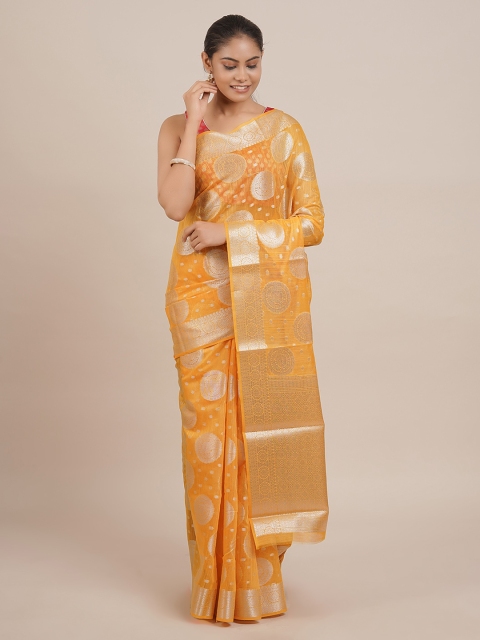 

Pothys Yellow Woven Design Cotton Blend Saree