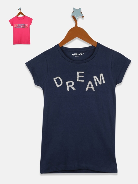 

Monte Carlo Pack Of 2 Pink & Navy Blue Printed Regular Tops