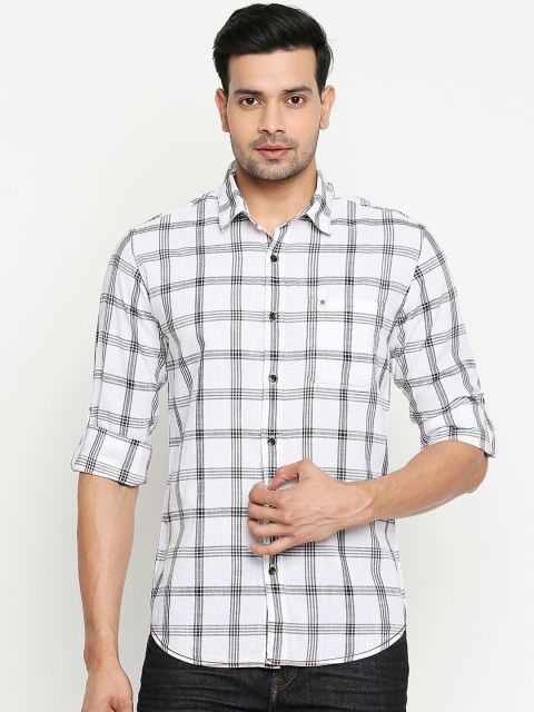 

Mufti Men White Slim Fit Checked Casual Shirt