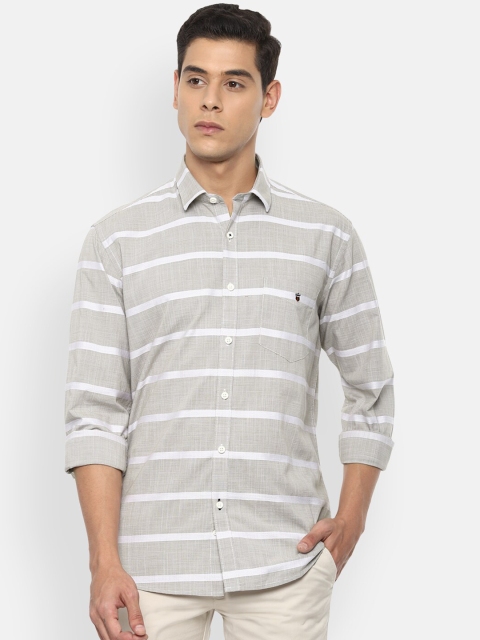 

Louis Philippe Sport Men Beige & White Slim Fit Striped Casual Shirt
