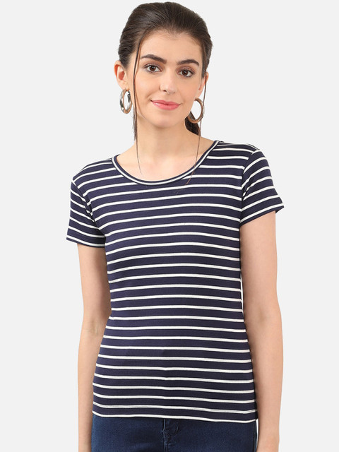

V2 Value & Variety Blue & White Striped Chambray Regular Top