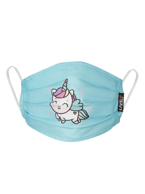 LIVE IT SAFE Kids Blue & White Printed 4-Ply Reusable Cloth Face Mask