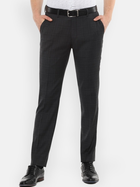 

Louis Philippe Men Charcoal Grey Checked Formal Trousers