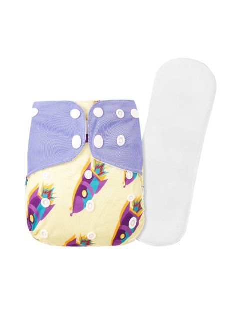 

GUCHIGU Kids Beige & Purple Printed Cloth Washable Diapers
