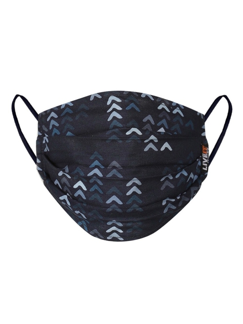 

LIVE IT SAFE Unisex Dark Blue Printed 4-Ply Reusable Anti-Pollution Cloth Face Mask With Nano Technology