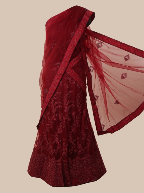 

Pothys Maroon Embroidered Net Traditional Saree