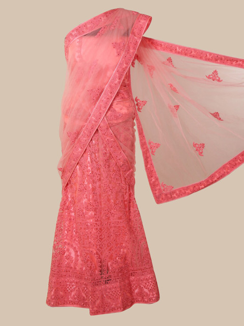 

Pothys Peach-Coloured Embroidered Net Saree