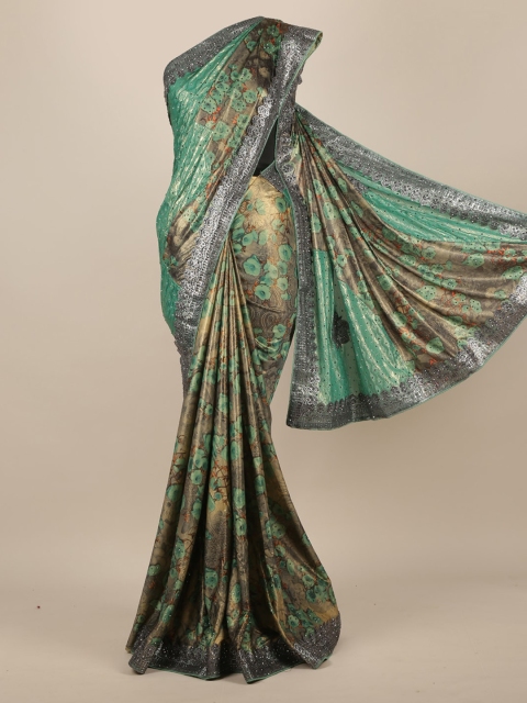 

Pothys Grey Printed Jute Silk Saree