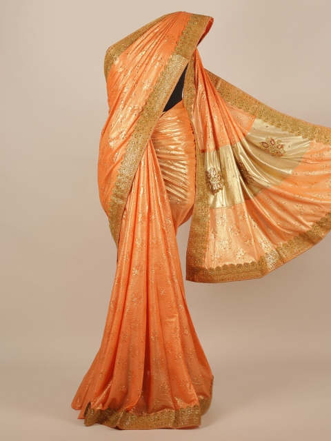 

Pothys Orange Woven Design Jute Silk Saree