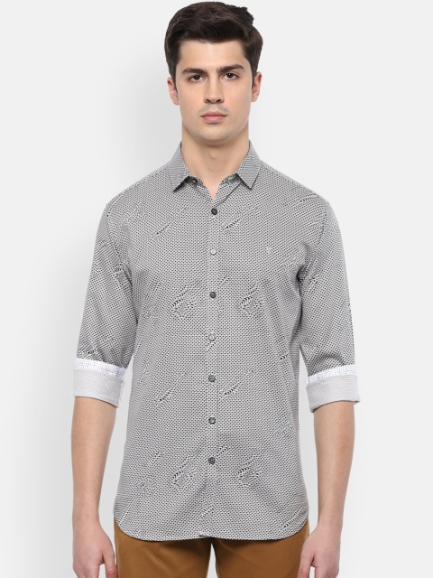 

V Dot Men White & Black Slim Fit Printed Casual Shirt