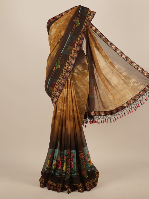 

Pothys Brown Embellished Poly Chiffon Saree