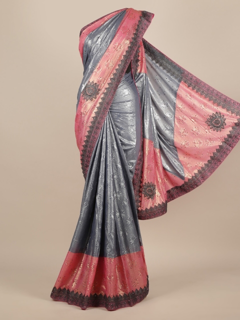

Pothys Grey & Peach-Coloured Jute Silk Woven Design Saree