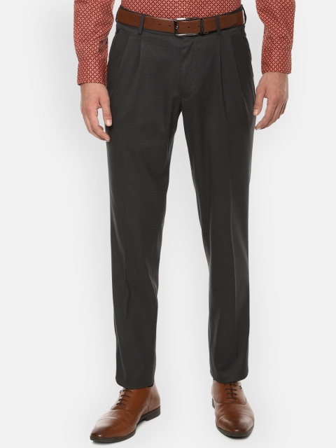 

Louis Philippe Men Charcoal Grey Solid Formal Trousers
