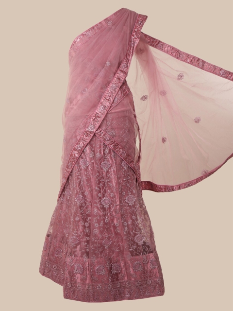 

Pothys Mauve Solid Net Lehenga Saree