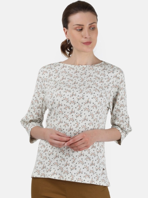 

Monte Carlo Cream-Coloured Floral Regular Top
