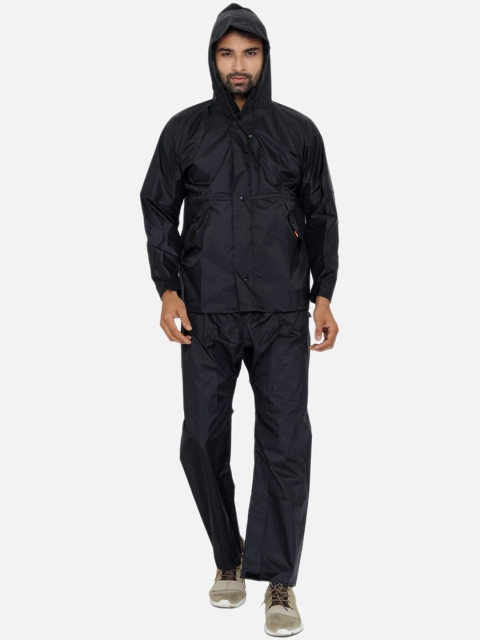 

THE CLOWNFISH Men Black Solid Reversible Rain Suit