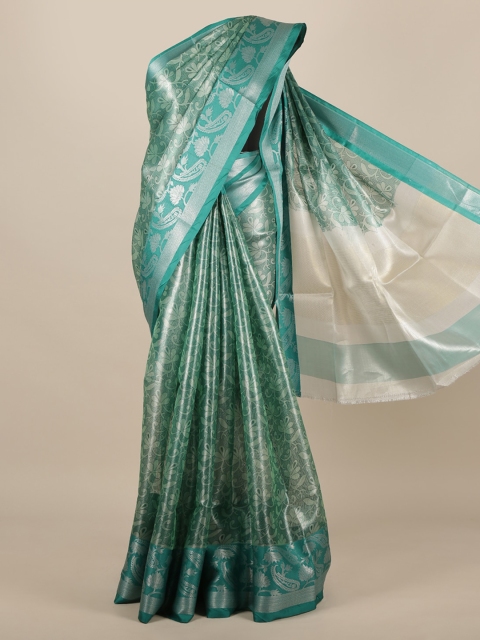 

Pothys Teal Woven Design Jute Silk Saree