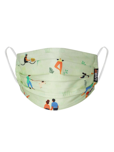 

LIVE IT SAFE Sea Green & Blue Printed 4-Ply Reusable Anti-Pollution Outdoor Cloth Face Masks With Nano Technology