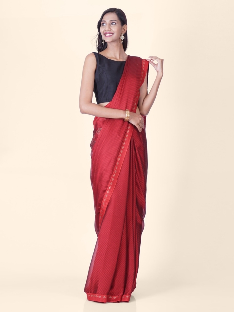 

Hastakala Maroon Pure Crepe Woven Design Banarasi Saree