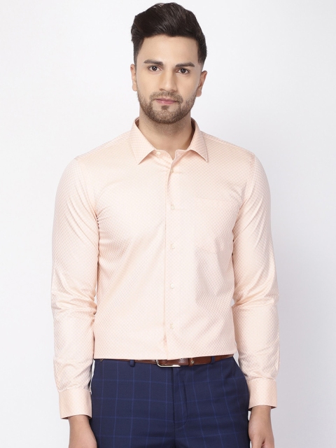 

Blackberrys Men Peach-Coloured Slim Fit Self Design Formal Shirt