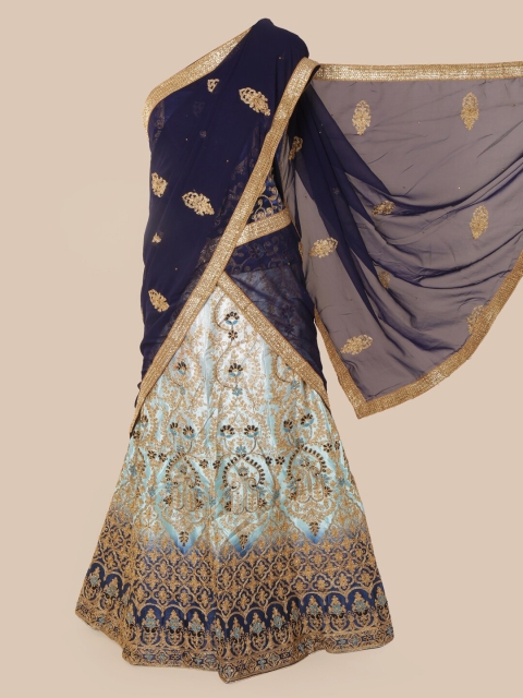

Pothys Blue Embroidered Poly Chiffon Saree