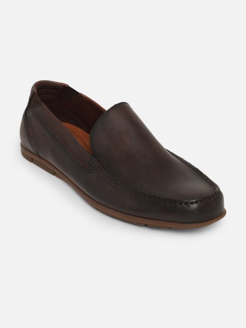 

ALDO Men Brown Textured Leather Loafers