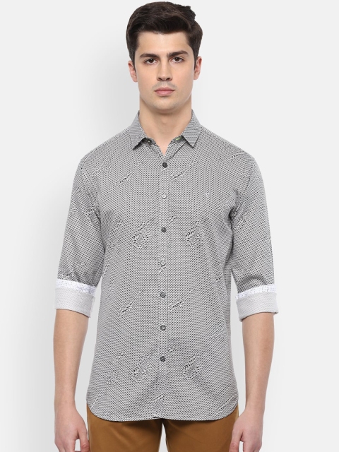 

V Dot Men White & Black Slim Fit Printed Casual Shirt
