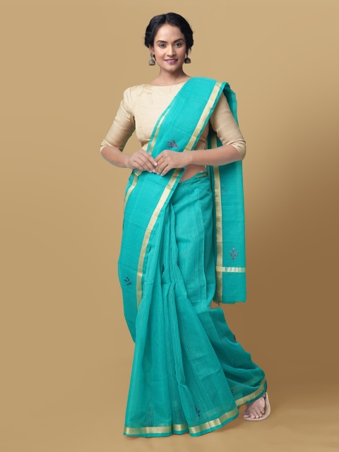 

Unnati Silks Green Pure Cotton Solid Kota Saree