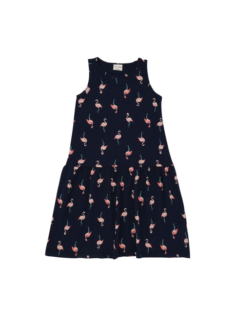 

RAINE AND JAINE Girls Navy Blue Printed A-Line Dress
