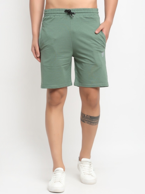 

Global Republic Men Olive Green Solid Slim Fit Sports Shorts