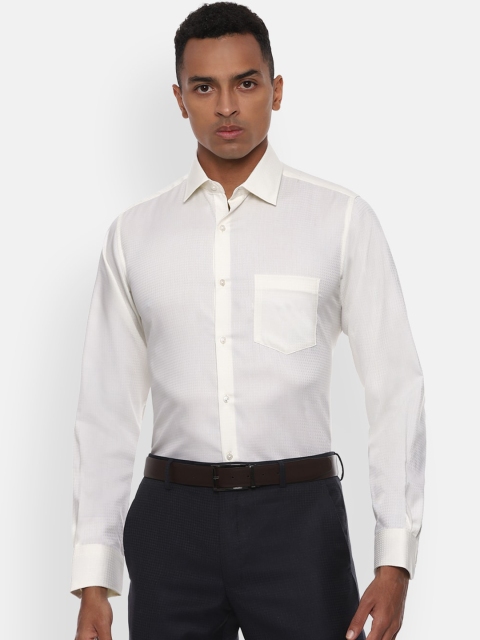 

Van Heusen Men Off-White Regular Fit Self Checked Formal Shirt