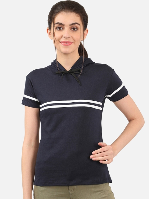

V2 Value & Variety Navy Blue Striped Chambray Regular Top