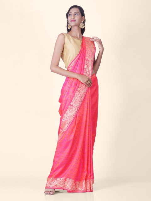

Hastakala Pink Poly Crepe Woven Design Handloom Banarasi Saree