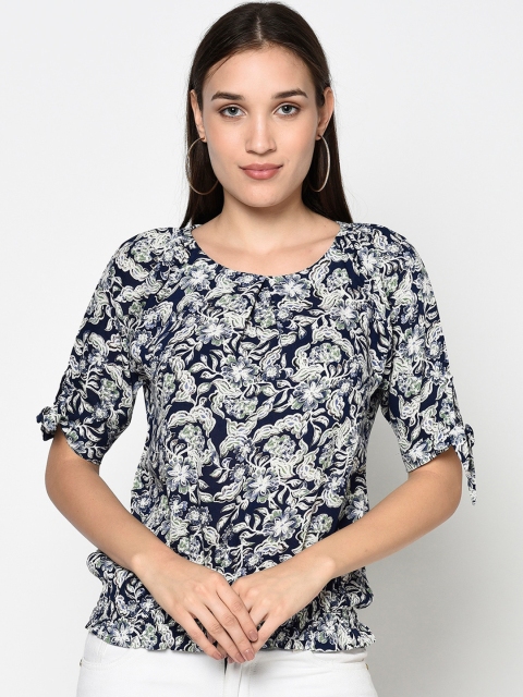 

Miss Grace Navy Blue Floral Regular Top