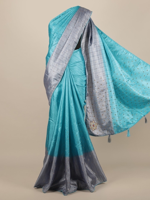 

Pothys Blue Embellished Jute Silk Saree