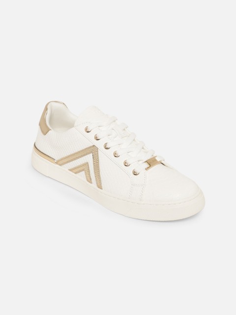 

ALDO Women Gold-Toned Striped Casual Sneakers