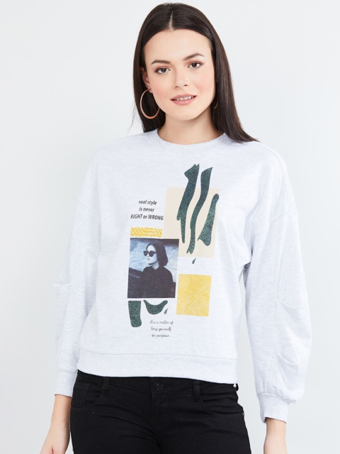 

max Women Off-White & Yellow Printed Pure Cotton Sweatshirt