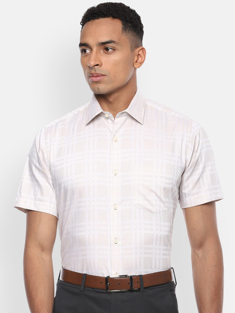 

Van Heusen Men Off-White Regular Fit Checked Formal Shirt