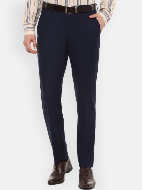 

Louis Philippe Men Navy Blue Slim Fit Solid Formal Trousers