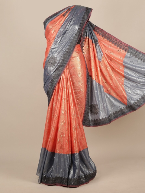 

Pothys Orange & Grey Jute Silk Woven Design Saree