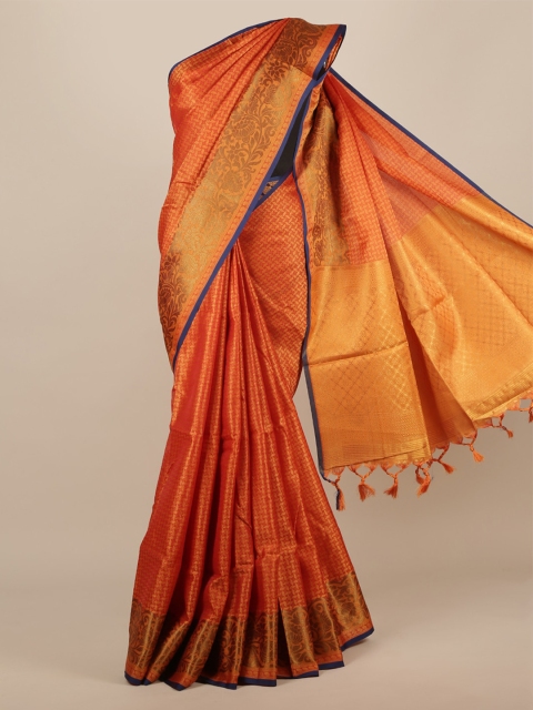 

Pothys Orange Woven Design Jute Silk Saree