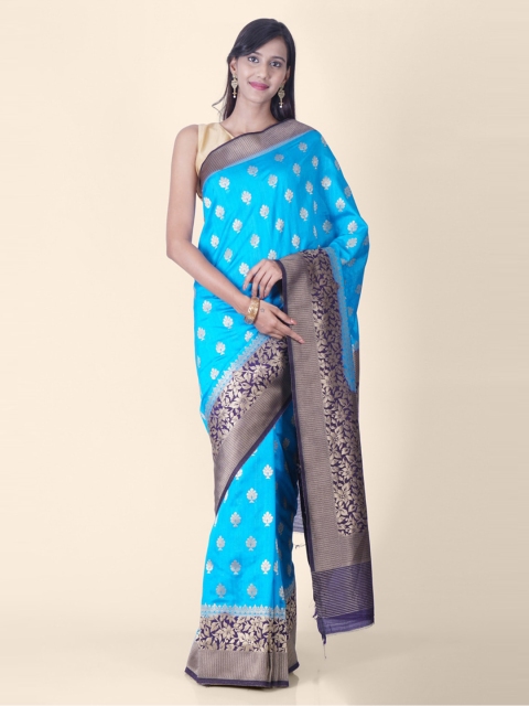 

Hastakala Blue Poly Silk Woven Design Poly Silk Handloom Banarasi Saree