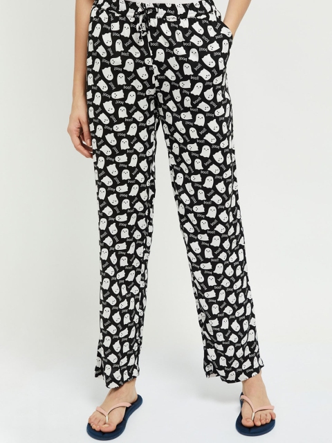 

Max Women Black Printed Lounge Pants