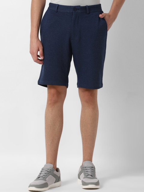 Louis Philippe Sport Men Navy Blue Solid Slim Fit Regular Shorts