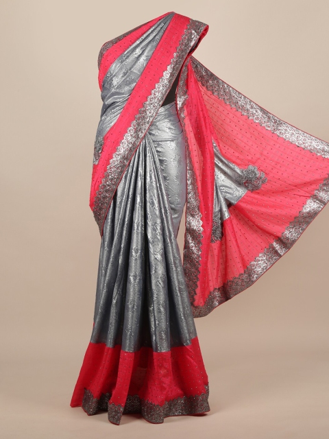 

Pothys Grey Embellished Jute Silk Saree