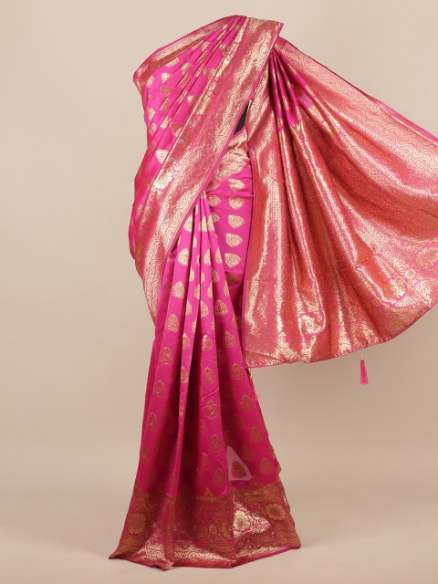 

Pothys Magenta & Gold Jute Silk Woven Design Saree