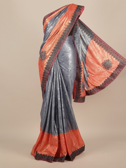 

Pothys Grey & Peach-Coloured Jute Silk Woven Design Saree