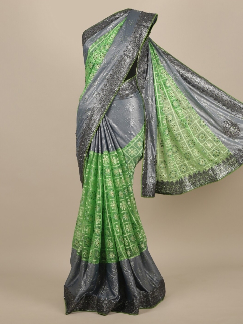 

Pothys Green Printed Poly Chiffon Saree
