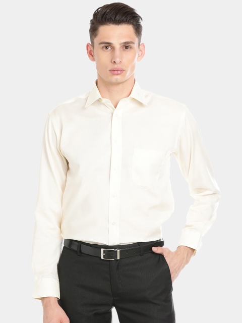 

Double Two Men Cream-Coloured Slim Fit Solid Formal Shirt
